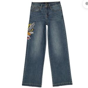 Ed Hardy Brave Heart Wide Leg, High Rise Jeans